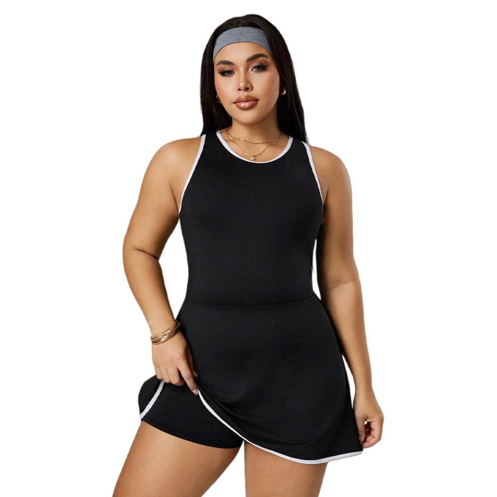 Plus Size Athletic Tennis Dress Summer Sleeveless Quick-drying Sportwear